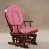 Pink high back wooden nursery glider rocking chair