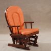 Orange upholstered wooden nursery glider rocking chair