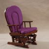 Purple upholstered wooden nursery glider rocking chair