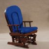 Blue upholstered wooden nursery glider rocking chair