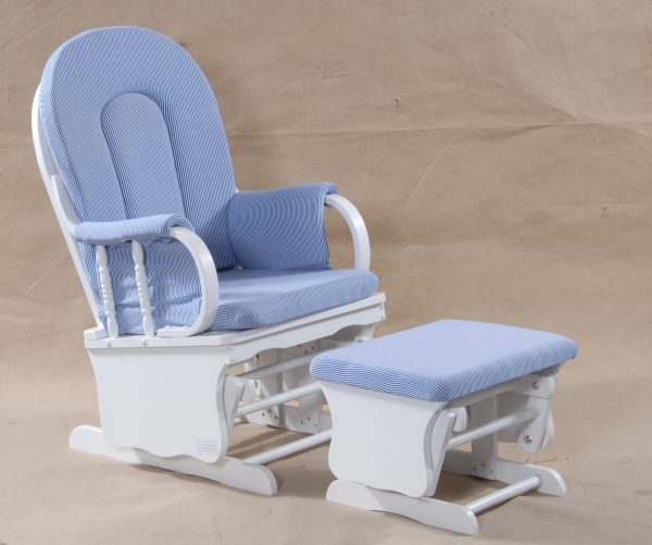 Traditional Burgundy Nursery Glider Traditional wooden nursery glider chair with burgundy upholstery