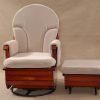 Swivel Glider Chair with Ottoman – Wooden Nursery Nursing Chair