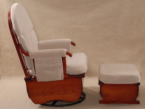 Swivel Glider Chair with Ottoman – Wooden Nursery Nursing Chair