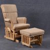 Natural Wood Nursery Glider Chair with Ottoman Natural wood nursery glider chair with matching upholstered ottoman