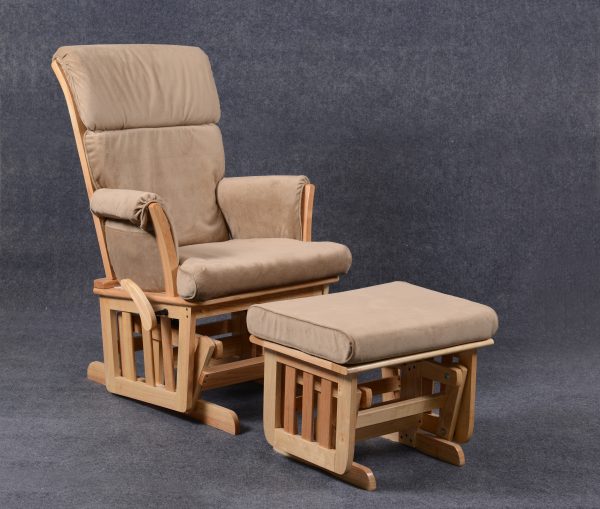 Natural Wood Nursery Glider Chair with Ottoman Natural wood nursery glider chair with matching upholstered ottoman
