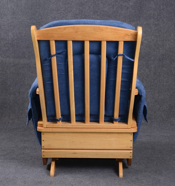 Wooden frame structure of nursery glider chair showing durable craftsmanship