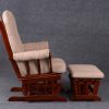 High Back Nursery Glider Chair – Side View Side view of high back nursery glider chair with padded armrests and ottoman