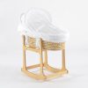 Wooden Rocking Baby Bassinet with Woven Basket & Canopy