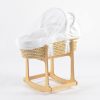 Wooden Rocking Baby Bassinet with Woven Basket & Canopy