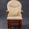 High Back Glider Chair with rounded padded backrest and cream upholstery