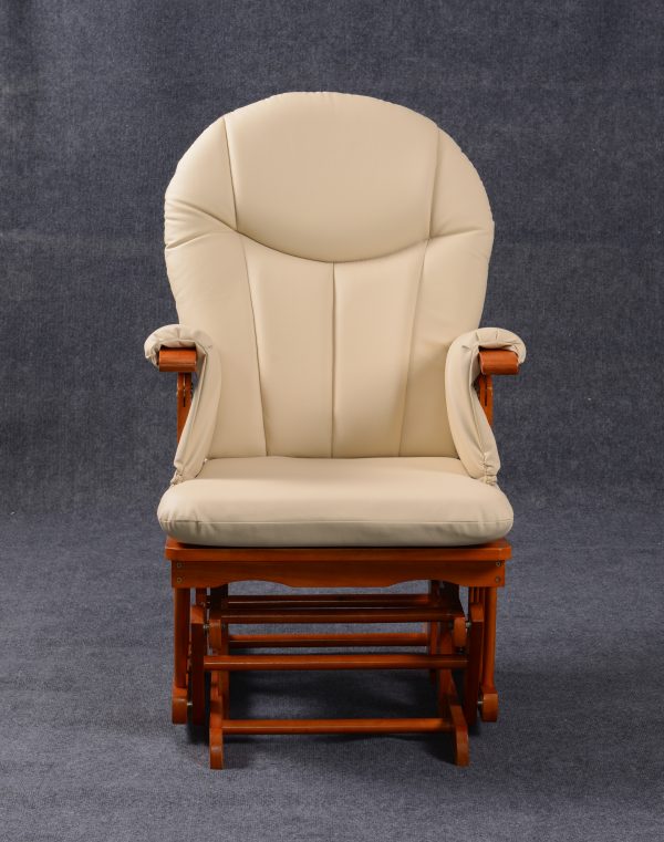 High Back Glider Chair with rounded padded backrest and cream upholstery