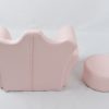 Pink Kids Armchair and Ottoman Back View Back and side view of pink kids armchair with matching ottoman