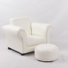 White Baby Armchair and Round Ottoman Set Front view of white baby armchair with matching round ottoman