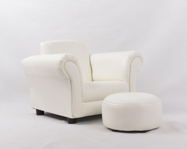 Custom White Baby Armchair with Ottoman White baby armchair with padded armrests and matching footstool