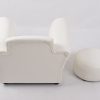 White Baby Armchair with Ottoman Back View Back view of white baby armchair with matching round ottoman