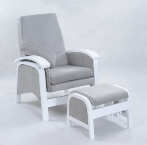 Upholstered Nursery Glider Chair with Ottoman Upholstered nursery glider chair with ottoman angled front view