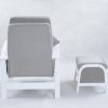 Back view of upholstered nursery glider chair with matching ottoman