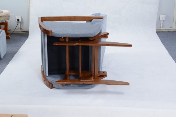 DSC_0847 Nursery Glider Recliner Chair with Ottoman | Wooden Armrest Baby Feeding Chair