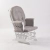 White Wooden Glider Chair White wooden nursery glider chair with gray tufted cushion and side storage pocket