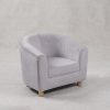 Grey kids tub chair with wooden legs Custom Kids Tub Chair with Ottoman