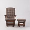 Classic wooden nursery glider chair with gray brown cushions and ottoman Classic wooden nursery glider chair with gray brown cushions and ottoman
