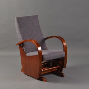 Solid Wood Nursery Glider Chair with Curved Armrests Solid wood nursery glider chair with curved armrests angled view