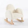 Upholstered Kids Rocking Chair with Wooden Rockers Upholstered Kids Rocking Chair in cream textured fabric with curved wooden rockers