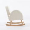 Kids Rocking Chair – Side View Side view of cream kids rocking chair showing rounded backrest and curved wooden rocking rails