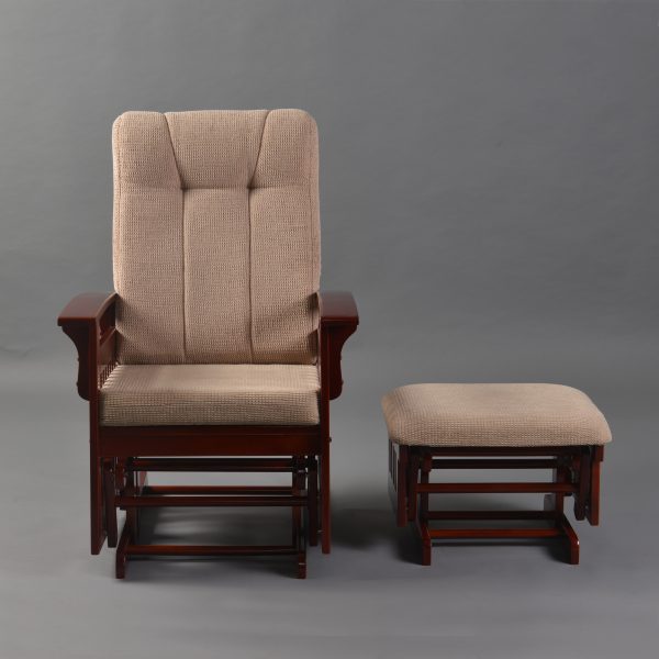 DSC_1064 Traditional Wooden Glider Rocking Chair with Ottoman