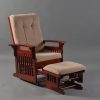 Wooden Rocking Chair with Ottoman Wooden rocking chair with ottoman for nursery room featuring upholstered cushions and solid wood frame