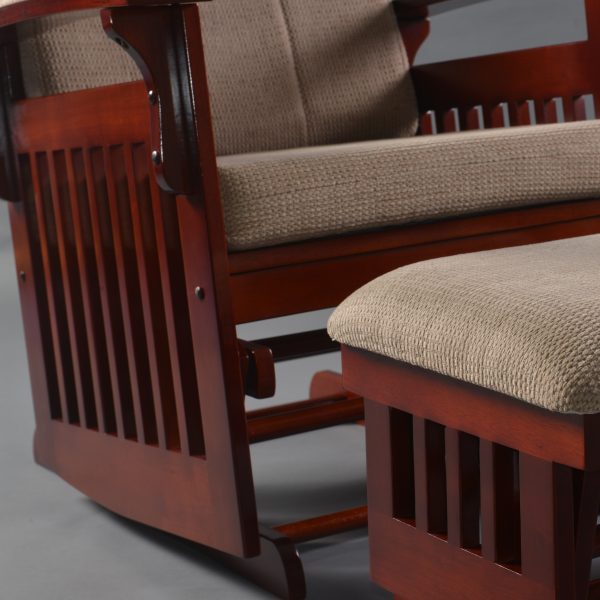 DSC_1069 Traditional Wooden Glider Rocking Chair with Ottoman