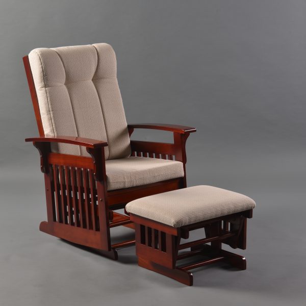 DSC_1070 Traditional Wooden Glider Rocking Chair with Ottoman