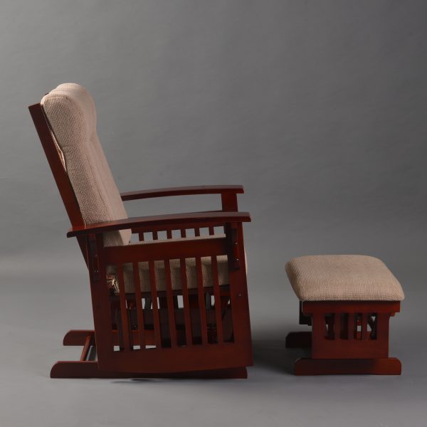 DSC_1078 Traditional Wooden Glider Rocking Chair with Ottoman