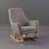 Convertible Nursery Rocking Chair Convertible nursery rocking chair with gray channel-tufted back and wood runners