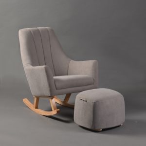 Convertible nursery rocking chair with matching upholstered ottoman