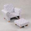 Kids Armchair with Ottoman – Floral Upholstered Design Children's floral armchair with matching upholstered ottoman pulled out