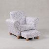 Kids Sofa with Ottoman – Space-Saving Floral Armchair Floral kids sofa with ottoman tucked underneath for space-saving storage