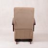 Back view of beige high back nursery glider chair and matching ottoman