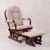 Dark Wood Glider Chair and Ottoman Dark wood padded glider chair with matching gliding ottoman