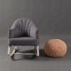 Front view of gray shell back kids rocking chair with padded armrests