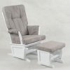 Gray Nursery Glider Chair with Ottoman Gray upholstered nursery glider chair with white wooden frame and ottoman