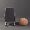 Nursery Rocking Chair Back View Back view of gray upholstered nursery rocking chair with wooden rocking base