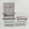 Gray Nursery Glider Chair - Front View Front view of gray nursery glider chair with matching ottoman