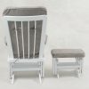 Gray Nursery Glider Chair - Rear View Rear view of gray wooden nursery glider chair with matching gliding ottoman