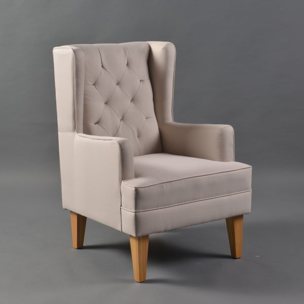 Convertible Nursery Chair with Standard Legs Convertible nursery chair configured with stationary wooden legs
