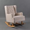 Upholstered Nursery Accent Chair Stationary Legs Upholstered wingback nursery chair with standard wooden legs