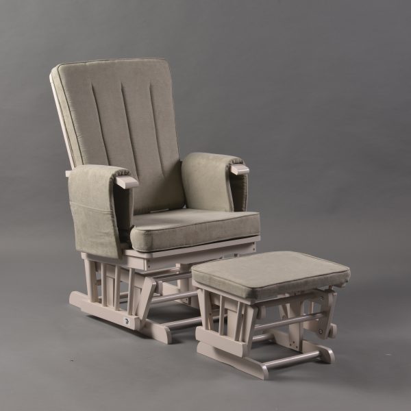 Nursery Glider Chair with Ottoman Grey Upholstery Grey nursery glider chair with matching gliding ottoman