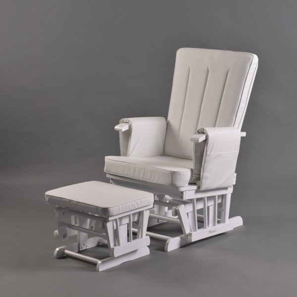 Nursery Glider Chair and Ottoman Studio View Nursery glider chair with ottoman and white wooden frame
