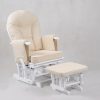 White Padded Nursery Glider Chair White padded wooden nursery glider chair with cream upholstery and ottoman