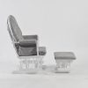Nursery Glider Chair Side View Side view of classic nursery glider chair with padded armrest and ottoman